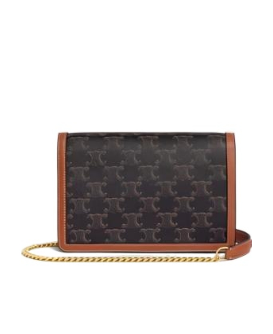 CELINE WALLET ON CHAIN MARGO IN TRIOMPHE CANVAS AND CALFSKIN