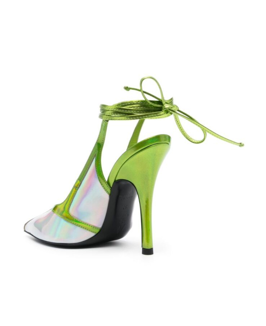 Attico Green And White Venus Pumps In Green