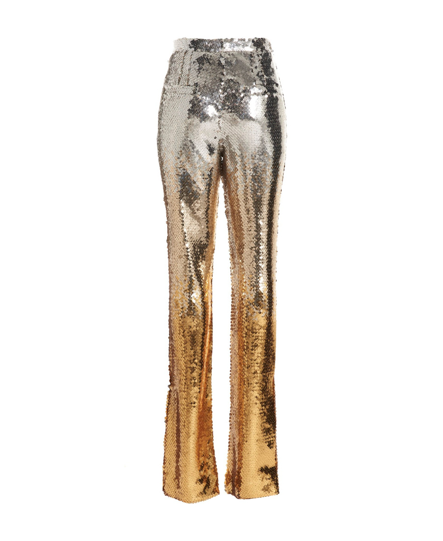 Rabanne High-waist Sequinned Mesh Straight-leg Trousers In Brown