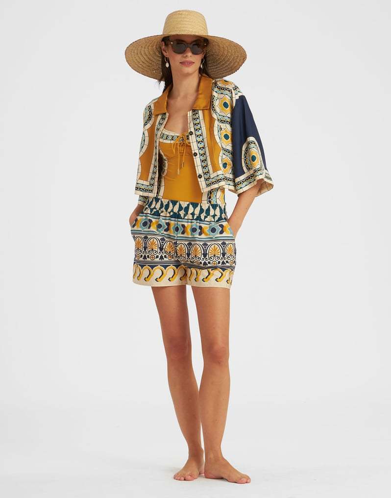 La Doublej Abstract-pattern Cotton Shorts In Multicolor