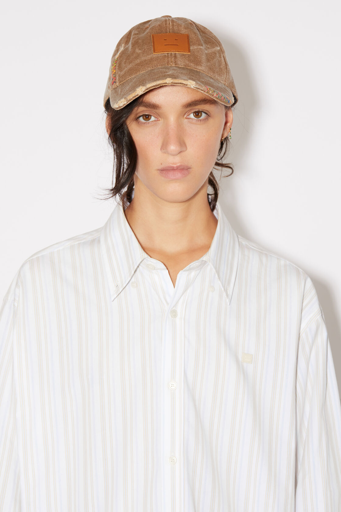Acne Studios Logo-appliqué Cotton Shirt In White