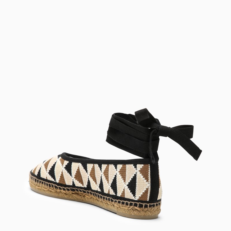 Shop Castaã±er Straw Shoes With Round Head And Low Upper