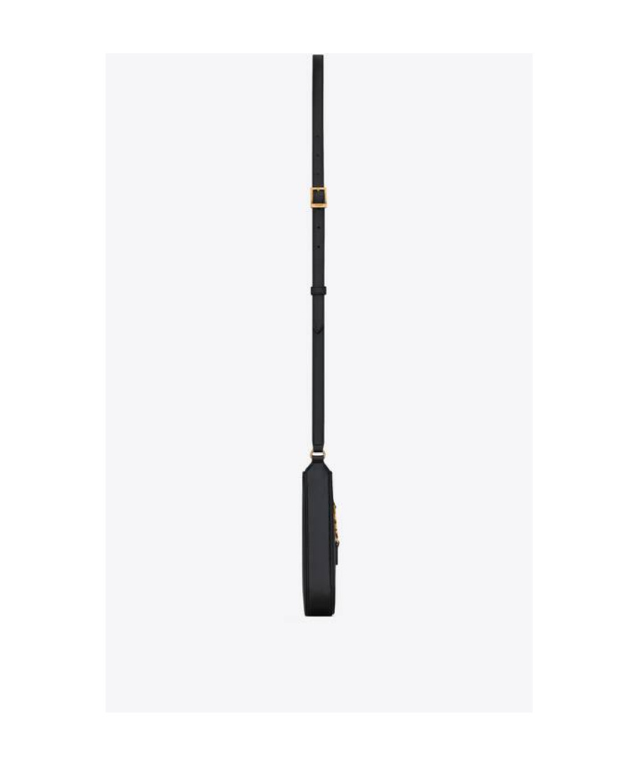 Saint Laurent Le 5 À 7 Mini Vertical In Shiny Leather In Black