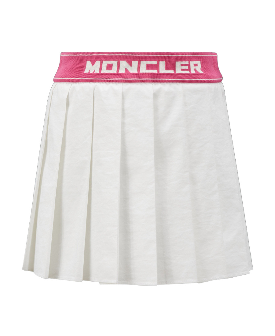 Moncler Logo-waist Pleated Skirt In White