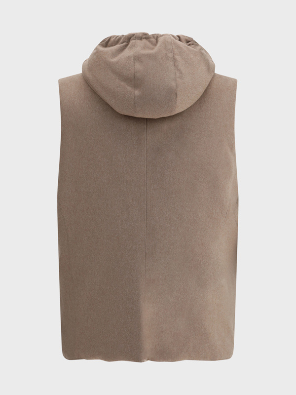 Brunello Cucinelli Sleeveless Hooded Vest In Brown