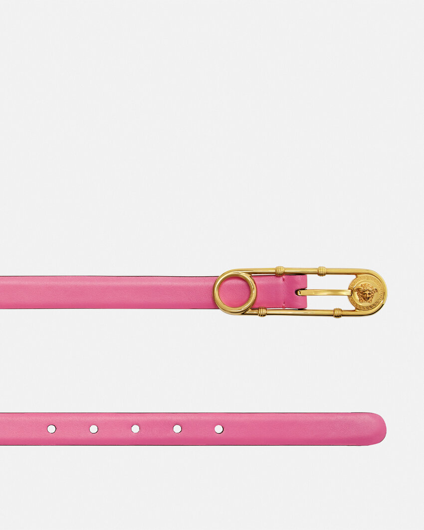 Versace Safety Pin Leather Buckle Belt