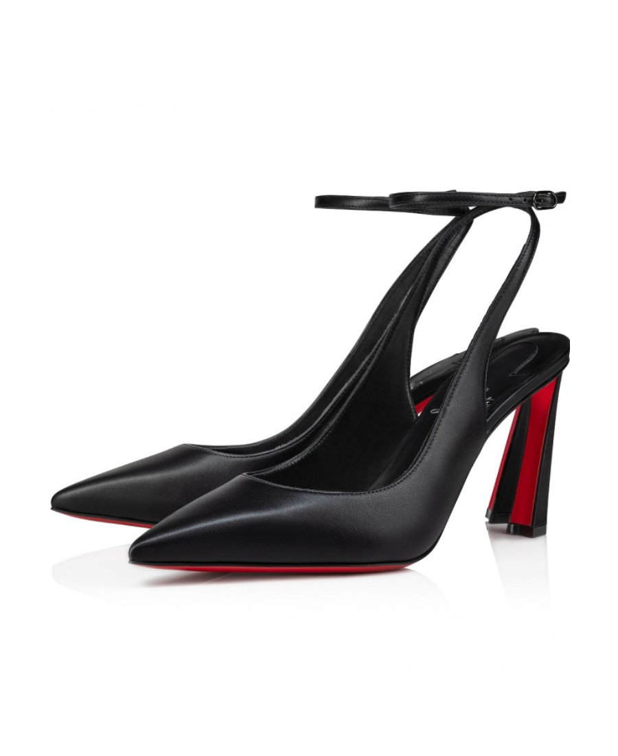 Christian Louboutin Condora Leather Red Sole Ankle-strap Pumps In Black