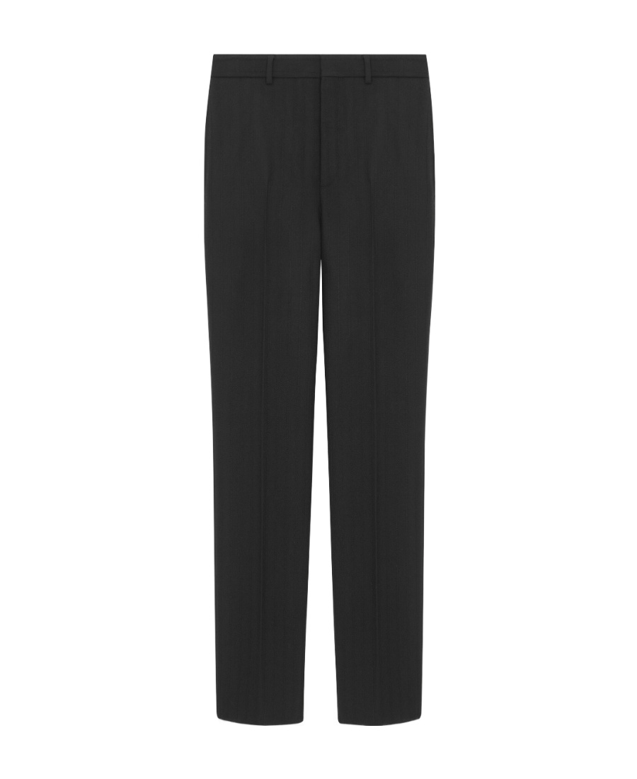 Saint Laurent Pressed-crease Pleated Straight-leg Trousers In Black