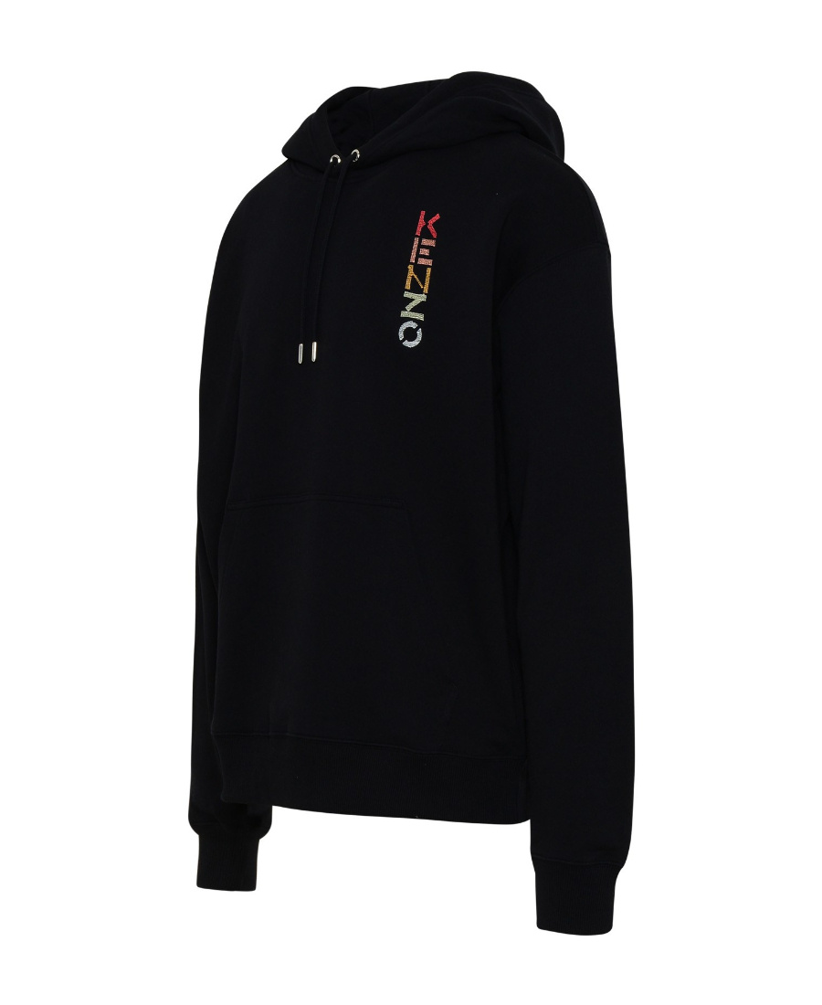 Kenzo Gradient Logo Cotton Hoodie In Black