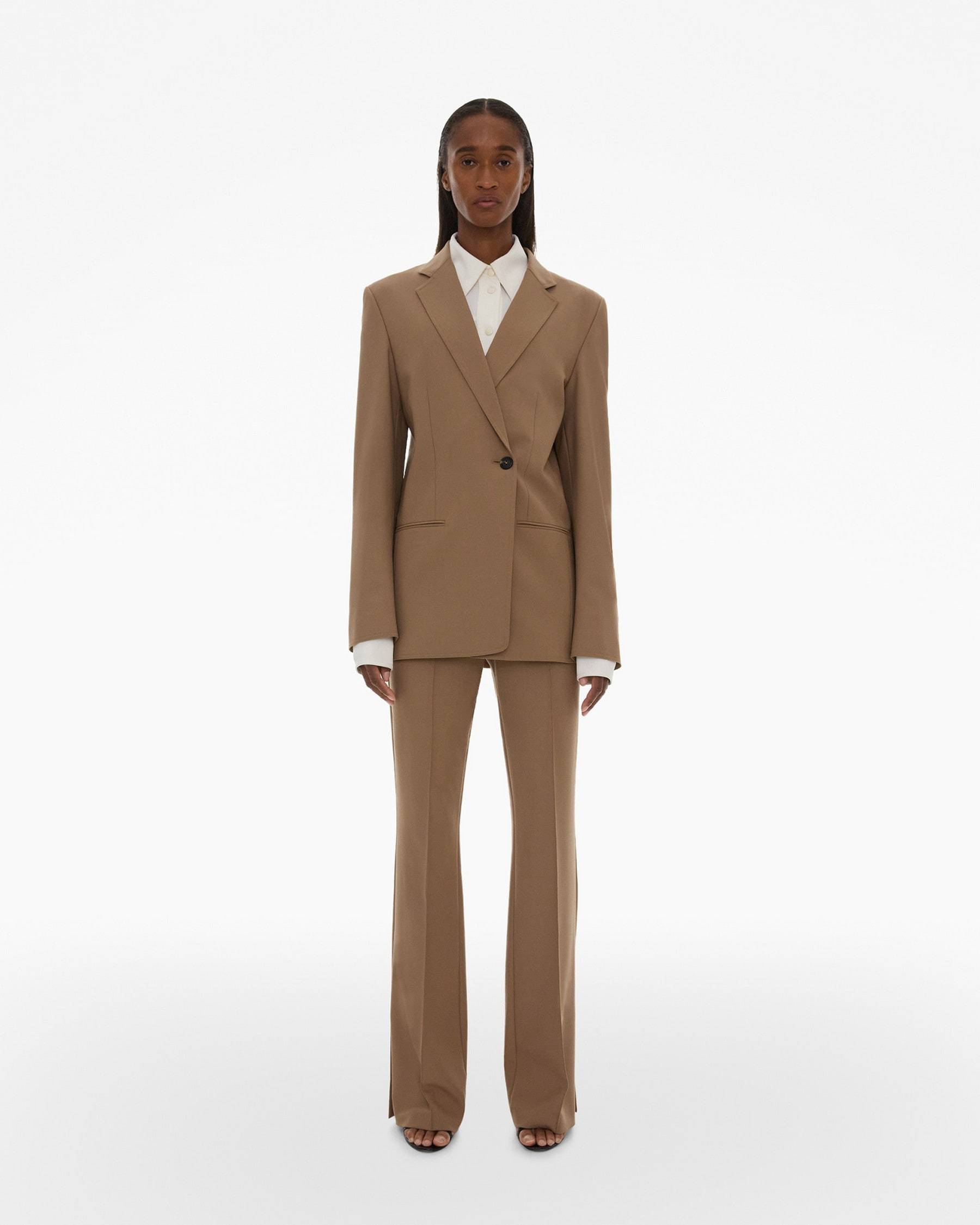 Helmut Lang Single-breasted Blazer Front Pockets In Brown