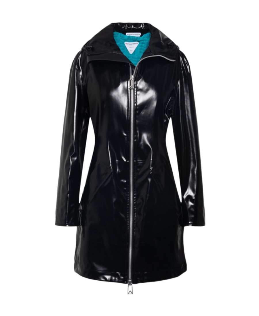 Bottega Veneta High-shine Parka Coat In Black
