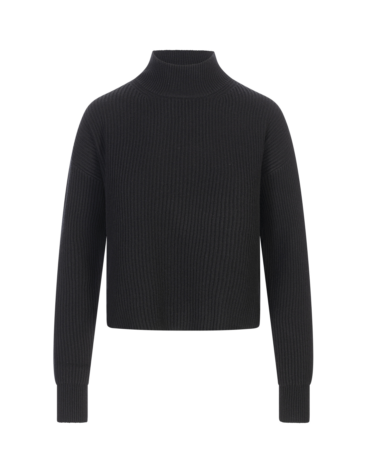 Max Mara Studio Mock Neck Ribbed Jumper In Black