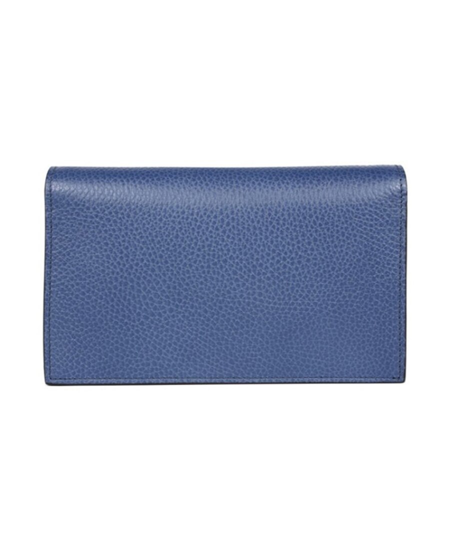 Gucci Litchi Pattern Chain Shoulder Bag In Blue