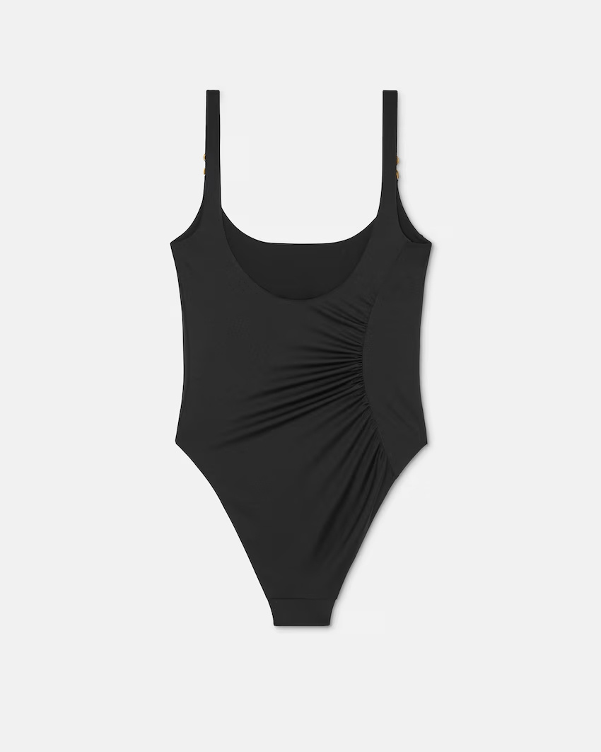 Versace Draped One-piece Swimsuit In Black
