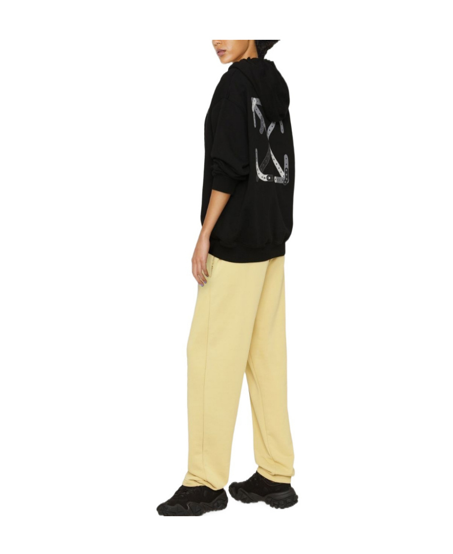 Off-white Arrow Motif Drawstring Hoodie In Black