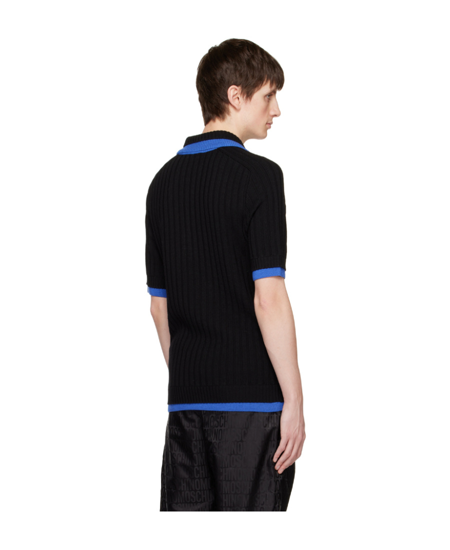 Moschino Logo Short-sleeved Polo Shirt In Black