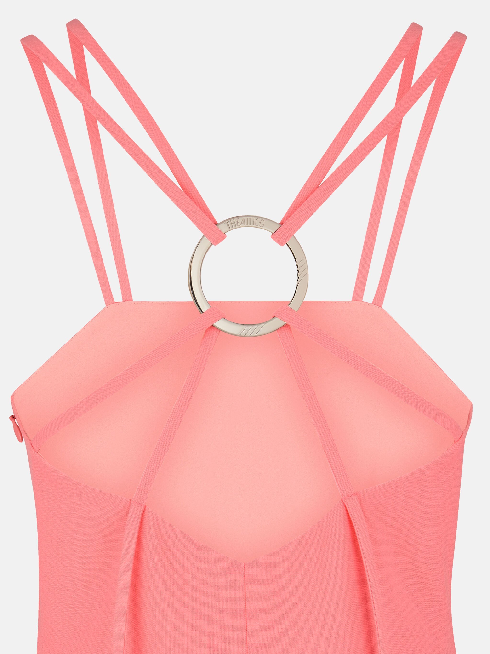 Shop Attico Fujiko Double-strap Asymmetric Midi Dress In Pink