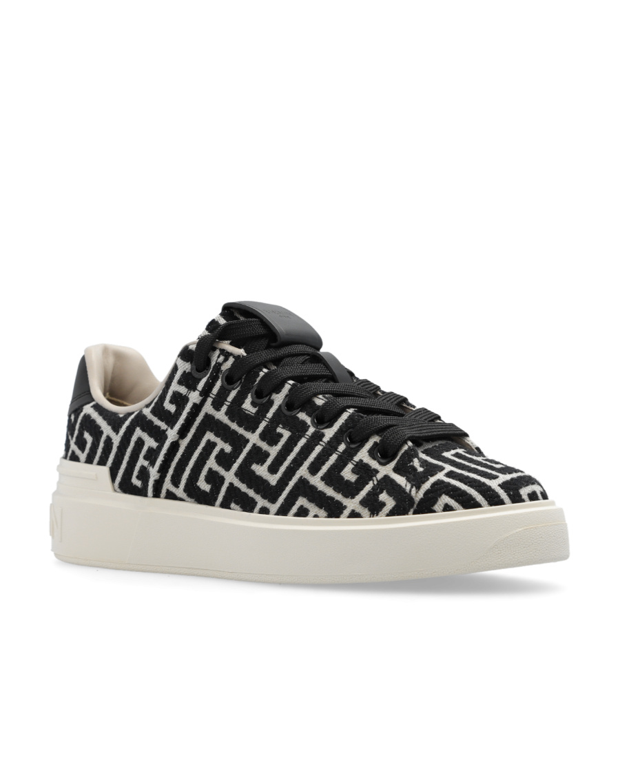 Balmain Men's B Court Monogram Jacquard Low-top Sneakers In Black