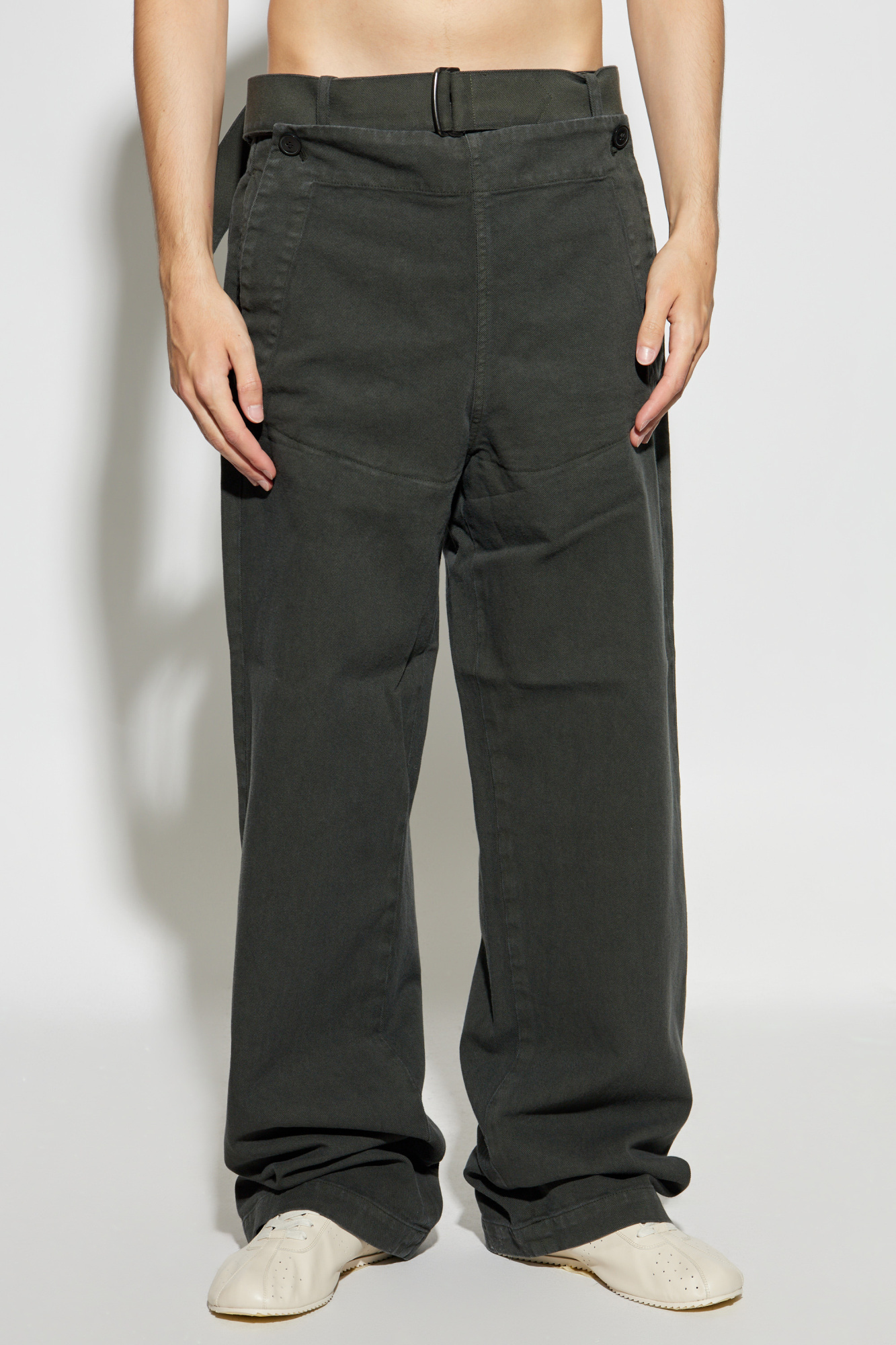 Dries Van Noten Belt Loop Track Pants In Green