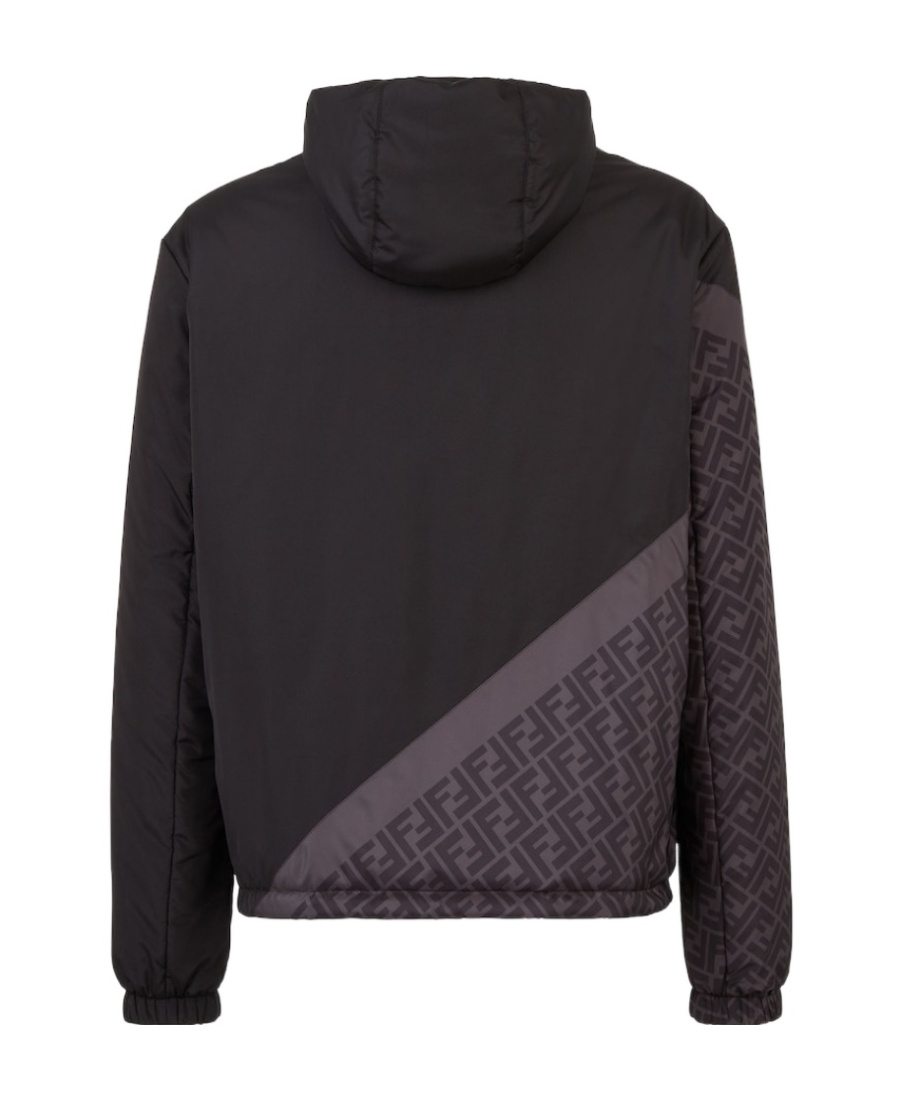 Fendi Ff-print Hooded Windbreaker In Black