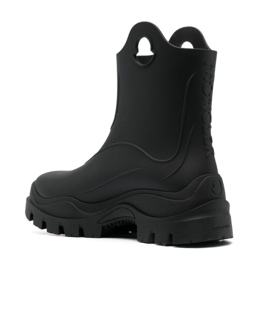 Moncler Misty Logo Round Toe Rain Boots In Black