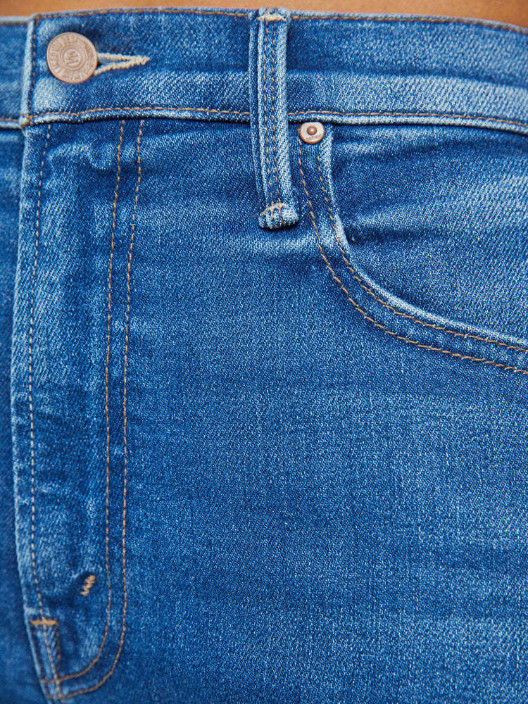 Mother Rambler Zip Flood High-waisted Jeans In Nip It In The Bud In Blue