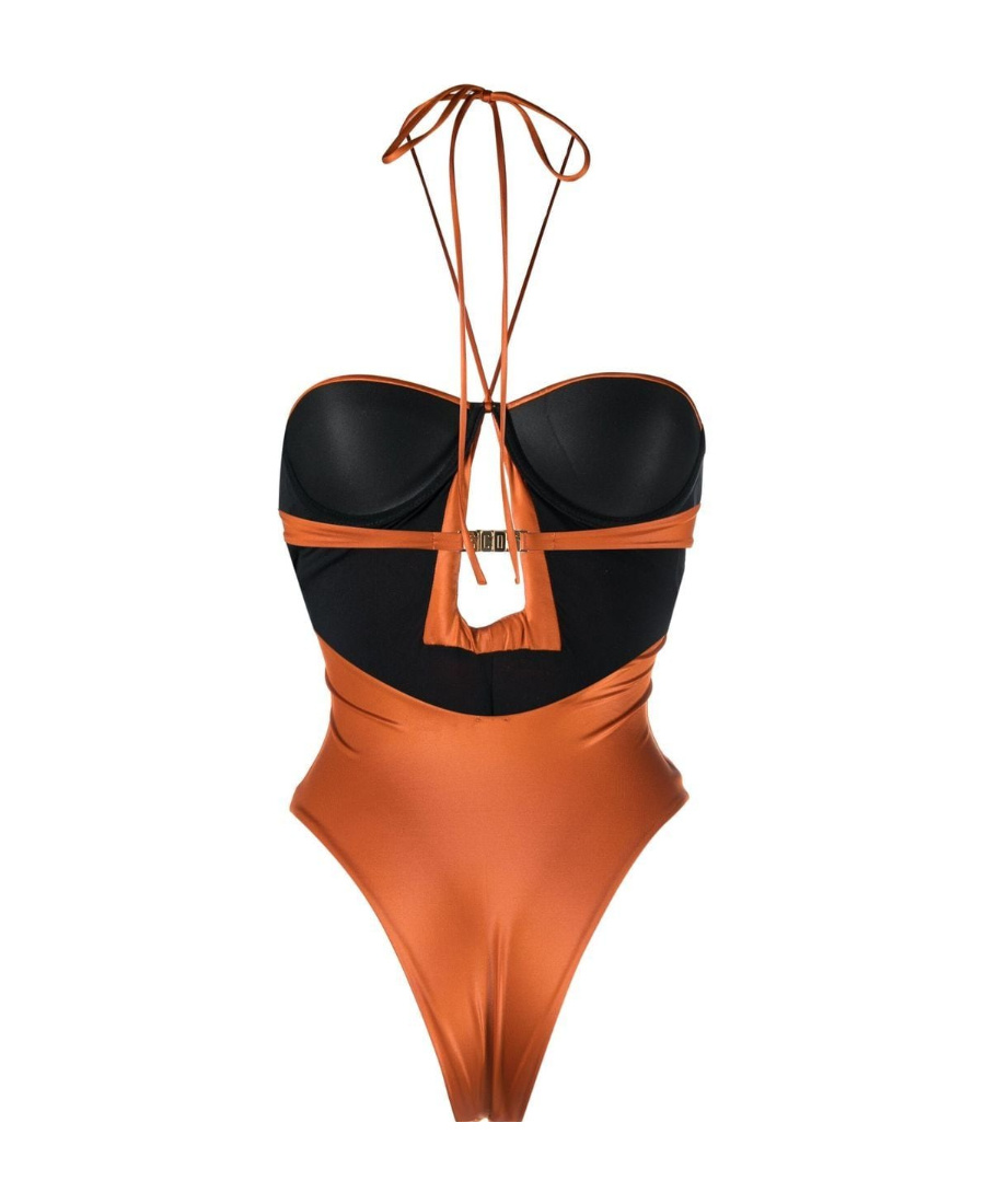 Gcds Satin Halterneck One-piece In Brown