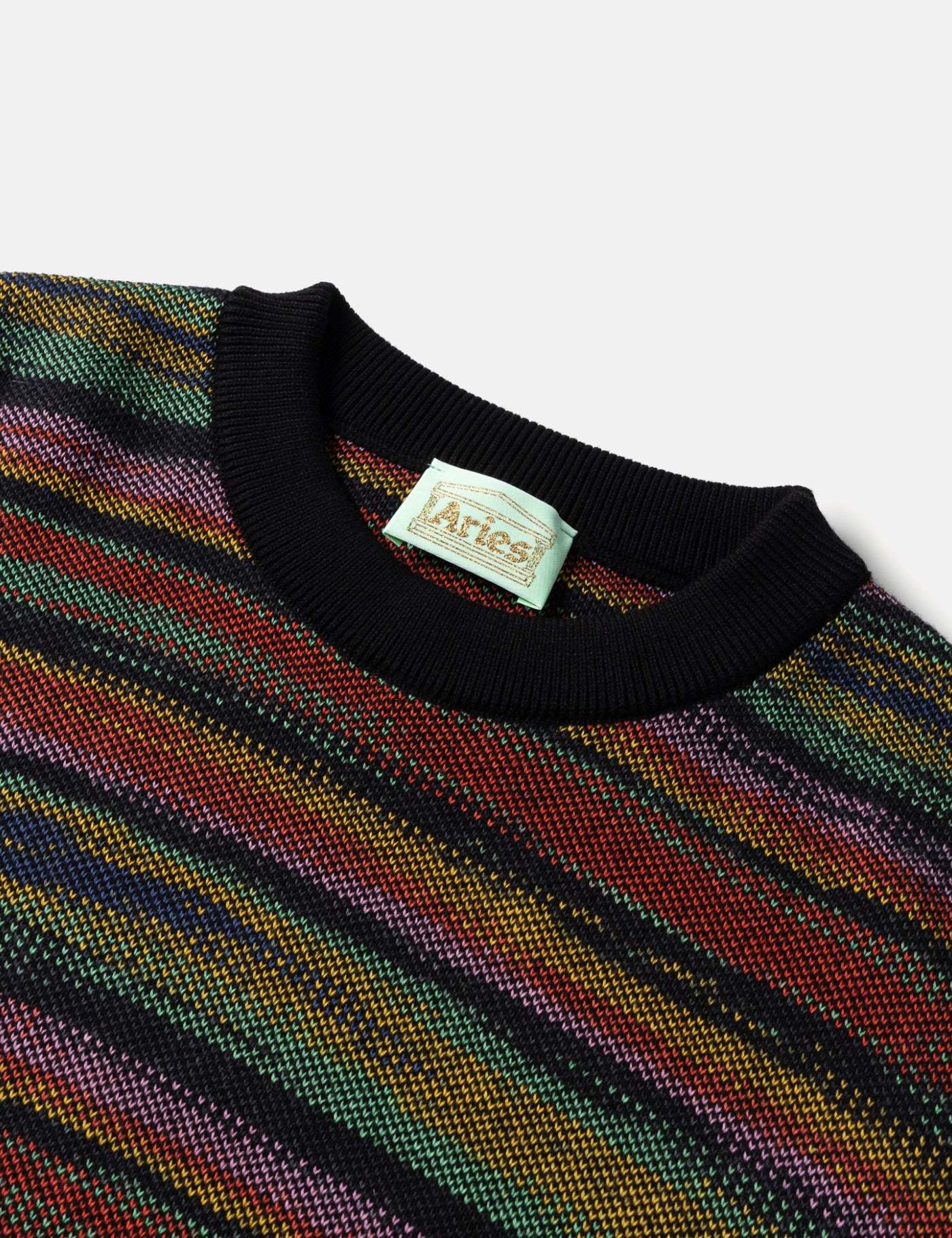 Aries Space Dye Problemo Crewneck Drop-shoulder Jumper In Black