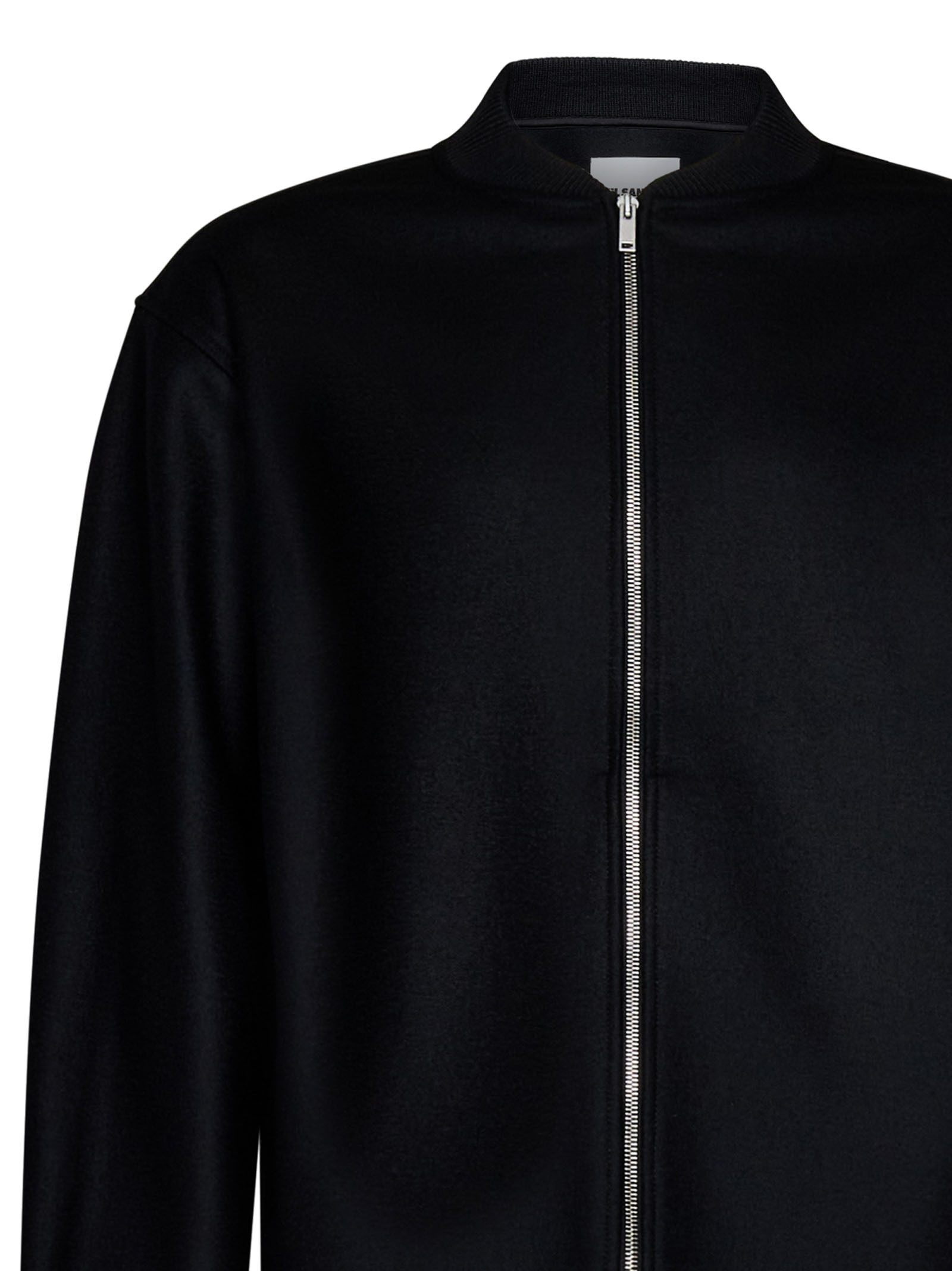 Jil Sander Band-collar Wool Bomber Jacket In Black