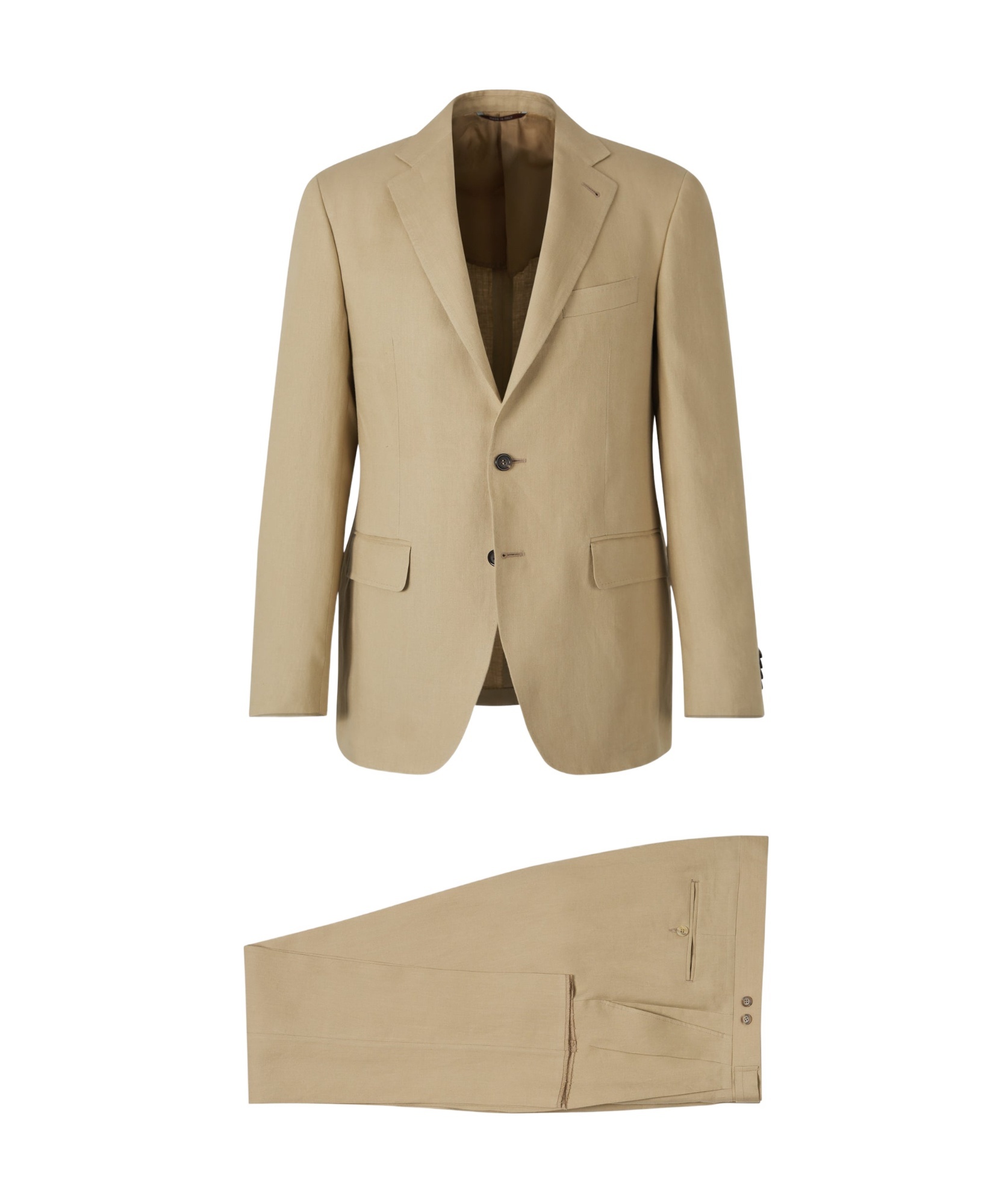 Canali Lapel Long-sleeved Suit Set In Nude