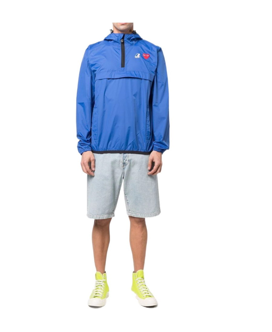 Comme Des Garçons Play X K-way Nylon Water-resistant Half-zip Jacket In Blue