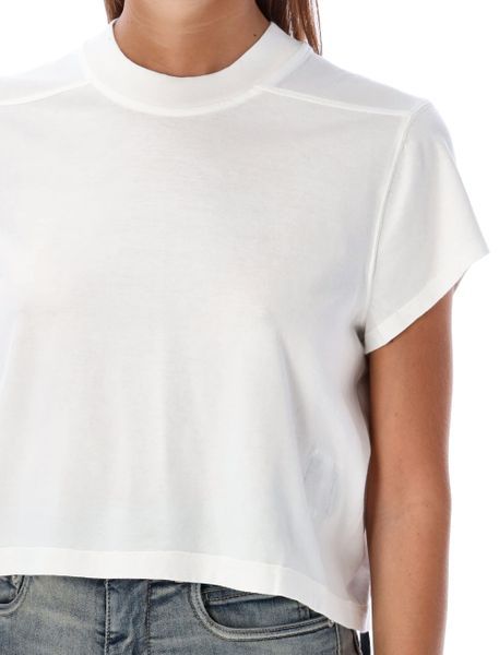 Rick Owens Drkshdw 'small Level T' Cropped Asymmetrical Hem T-shirt In White