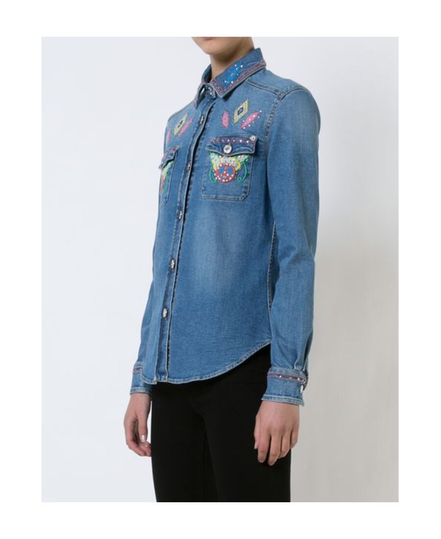 Moschino Button-fitting Shirt In Blue