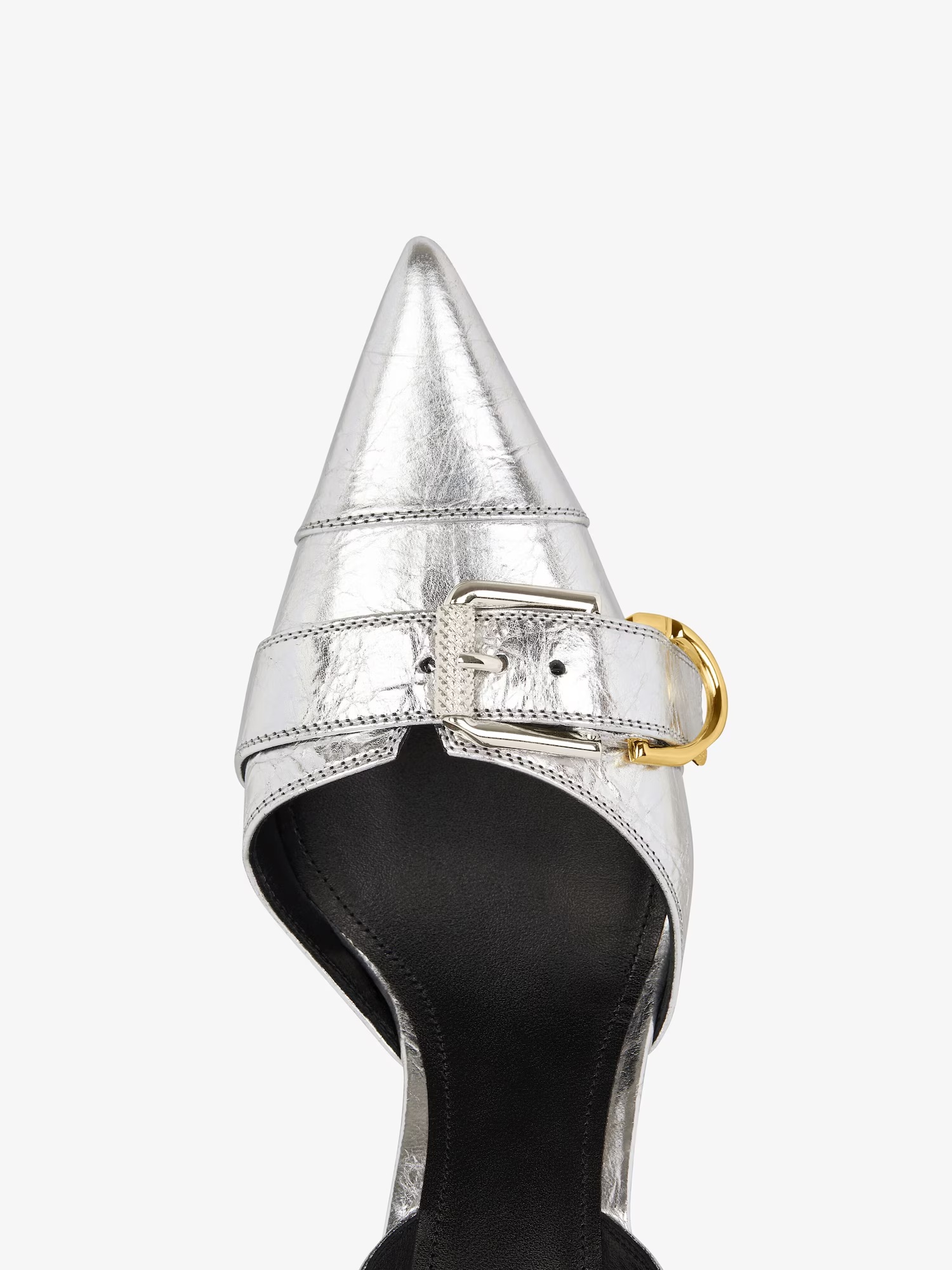 Givenchy Voyou Metallic Buckle Slingback Pumps In White