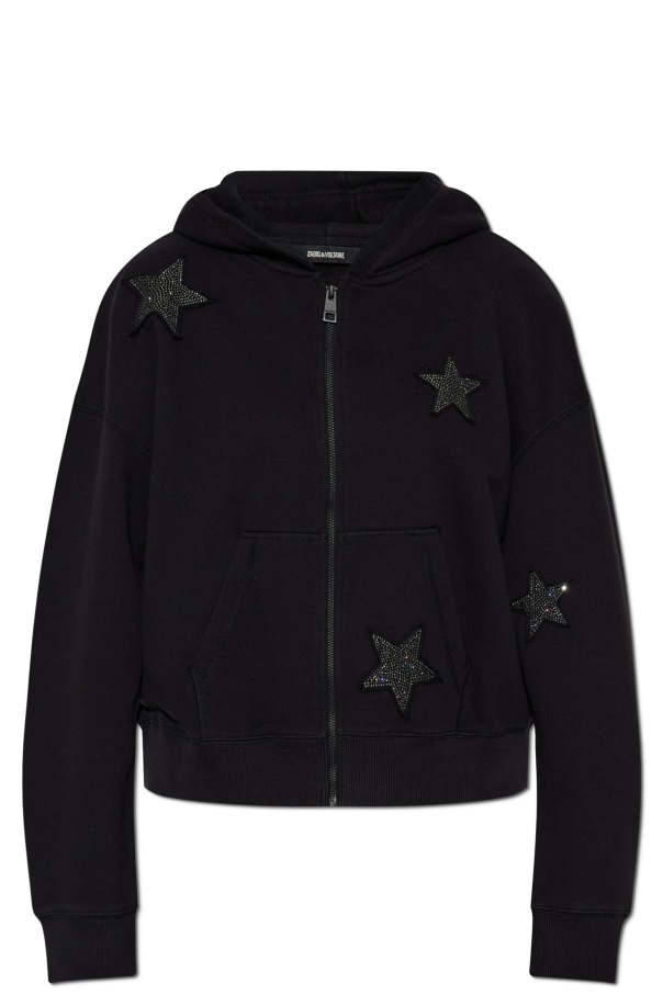 Zadig & Voltaire Knitwear With Hooded Design And Star Embellishments In Black
