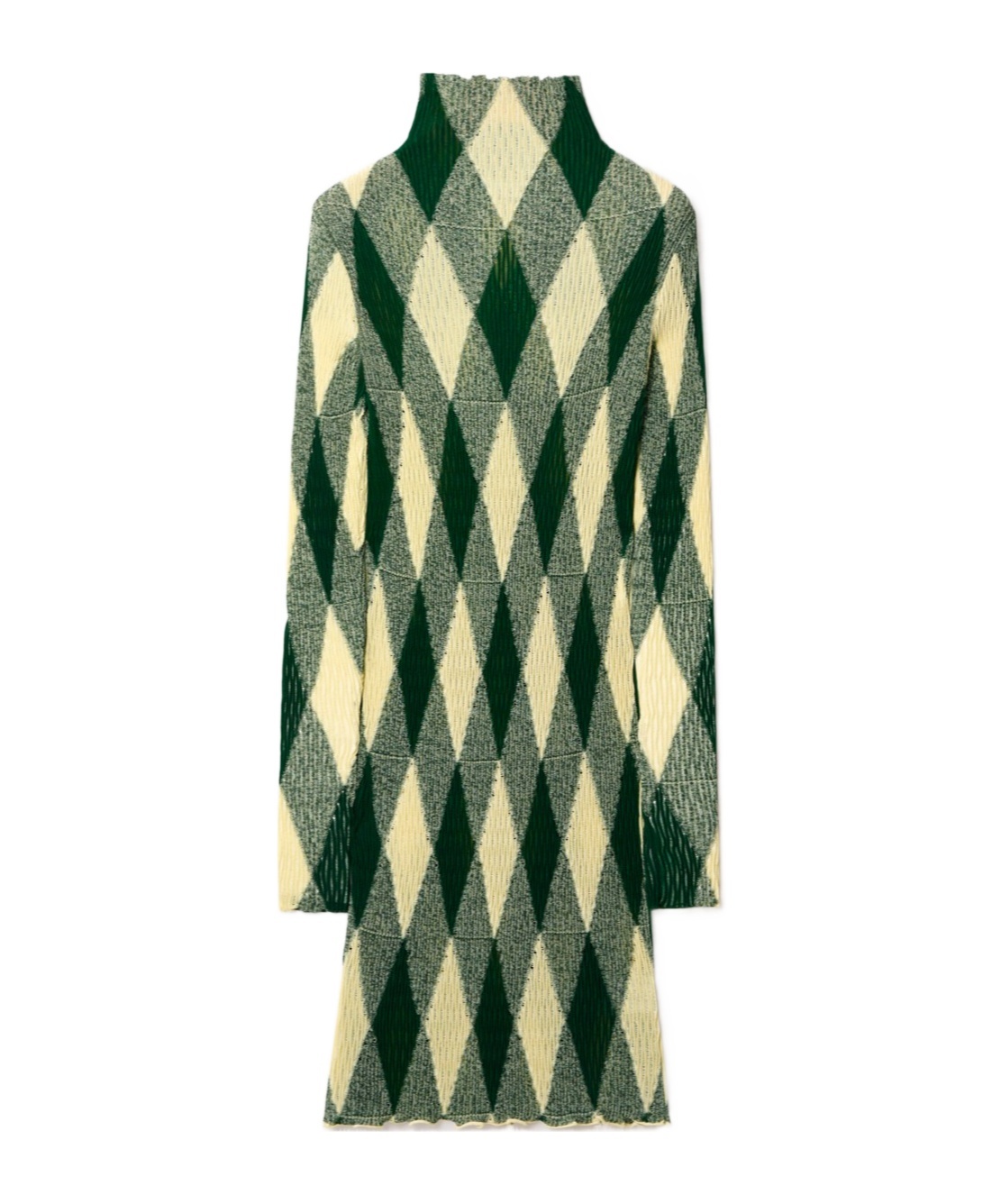Burberry High-neck Slim Fit Dress With Argyle Motif In Green