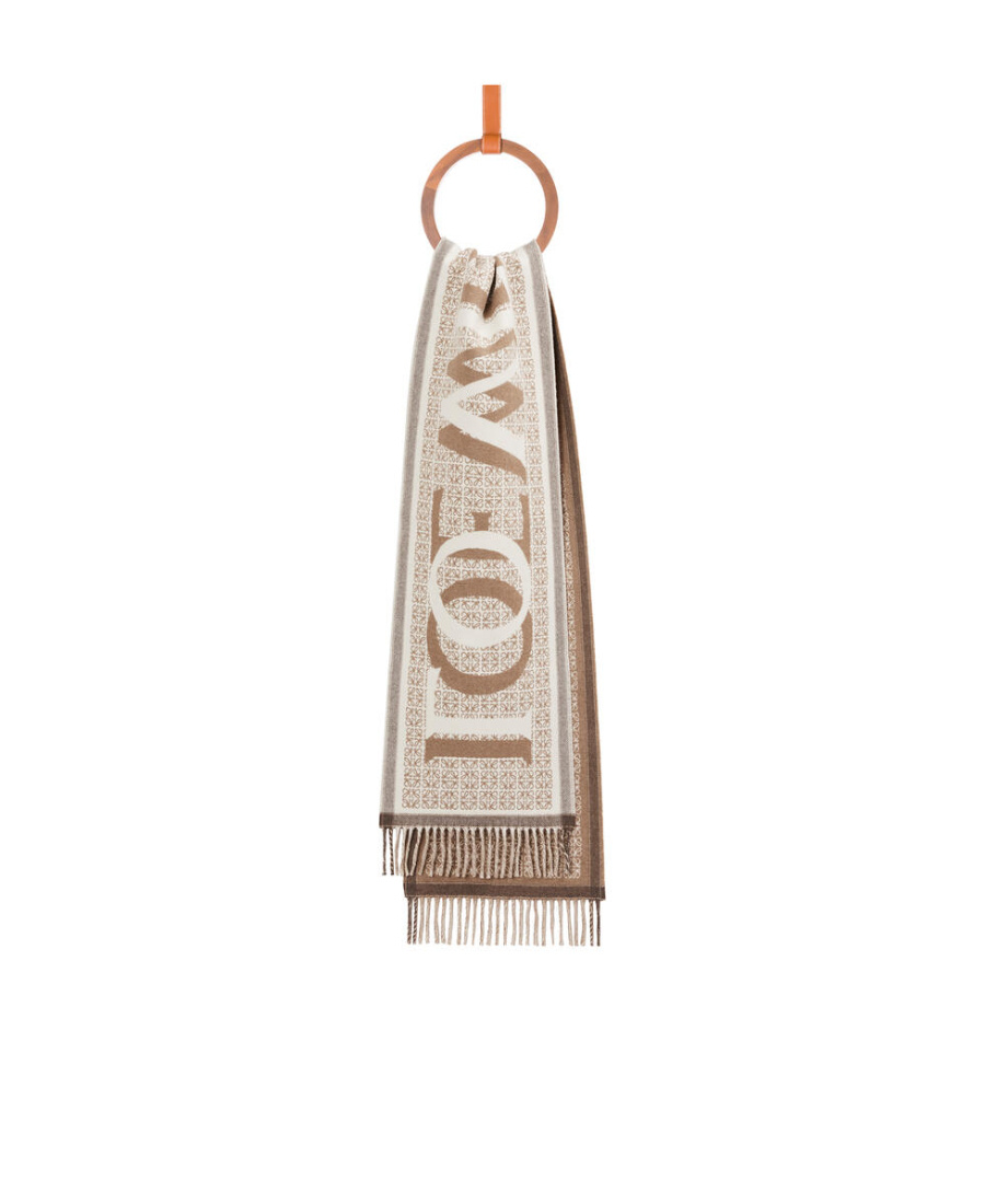 Loewe Love Wool-blend Scarf In Nude