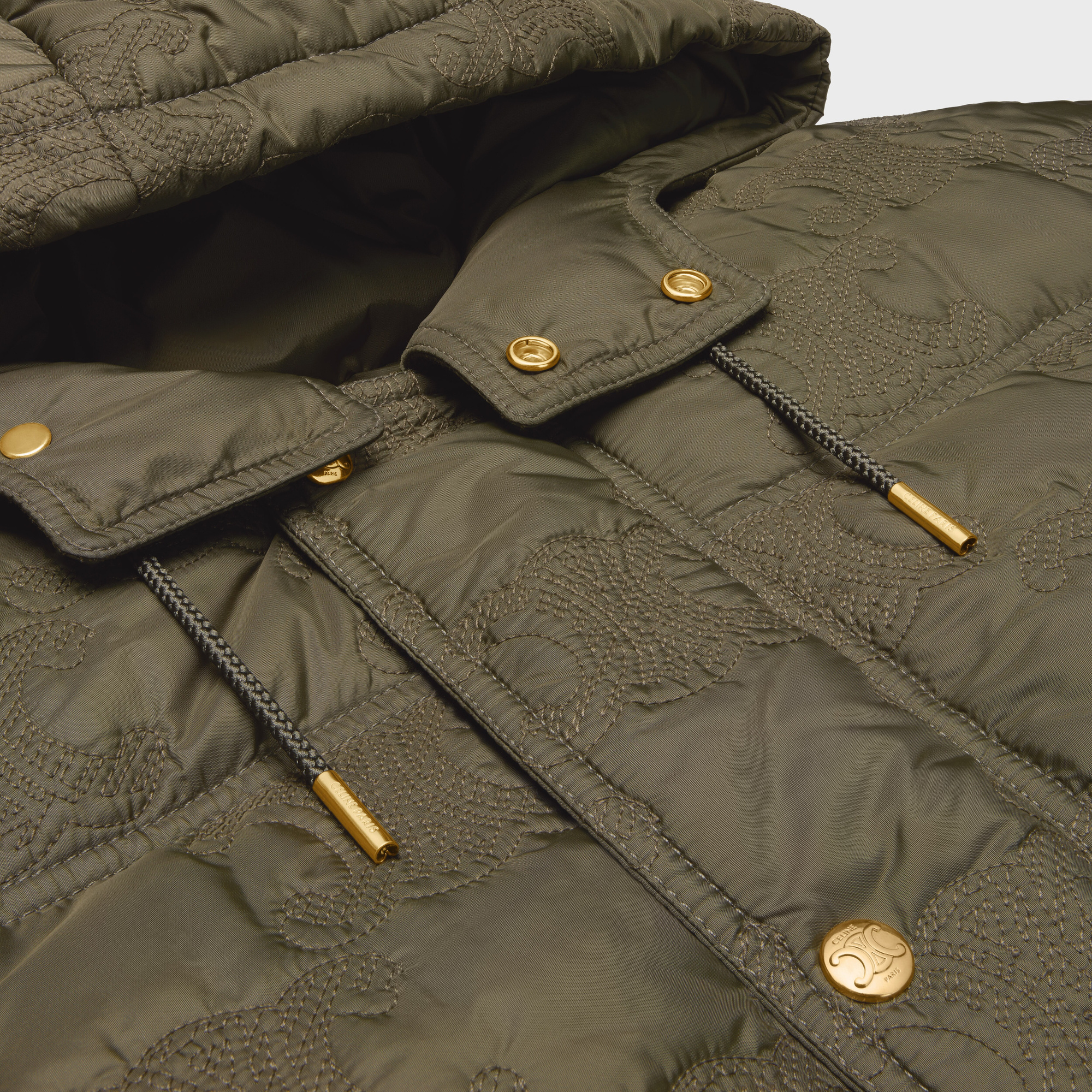 Celine Long-sleeved Short Down Jacket In Green