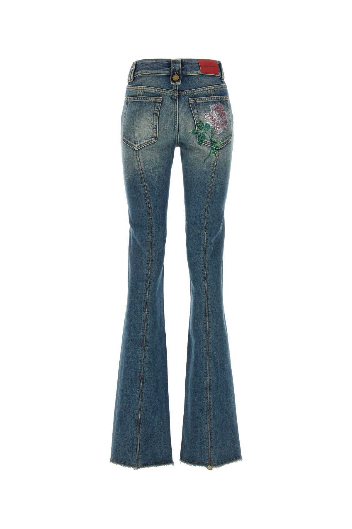 Alessandra Rich Flared Denim Jeans In Blue