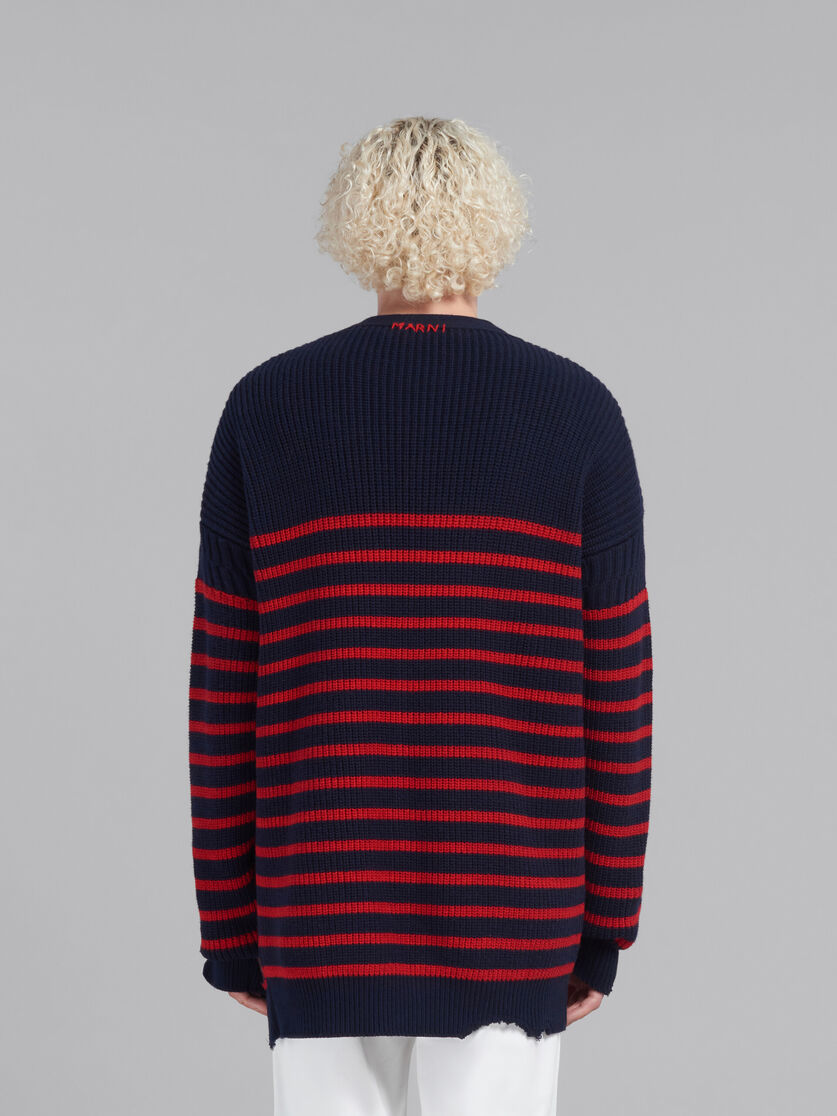 Marni Destroyed Effect Striped Cardigan In Black