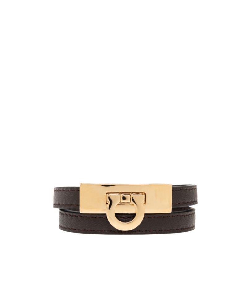Ferragamo Gancini Double Twist Bracelet In Black