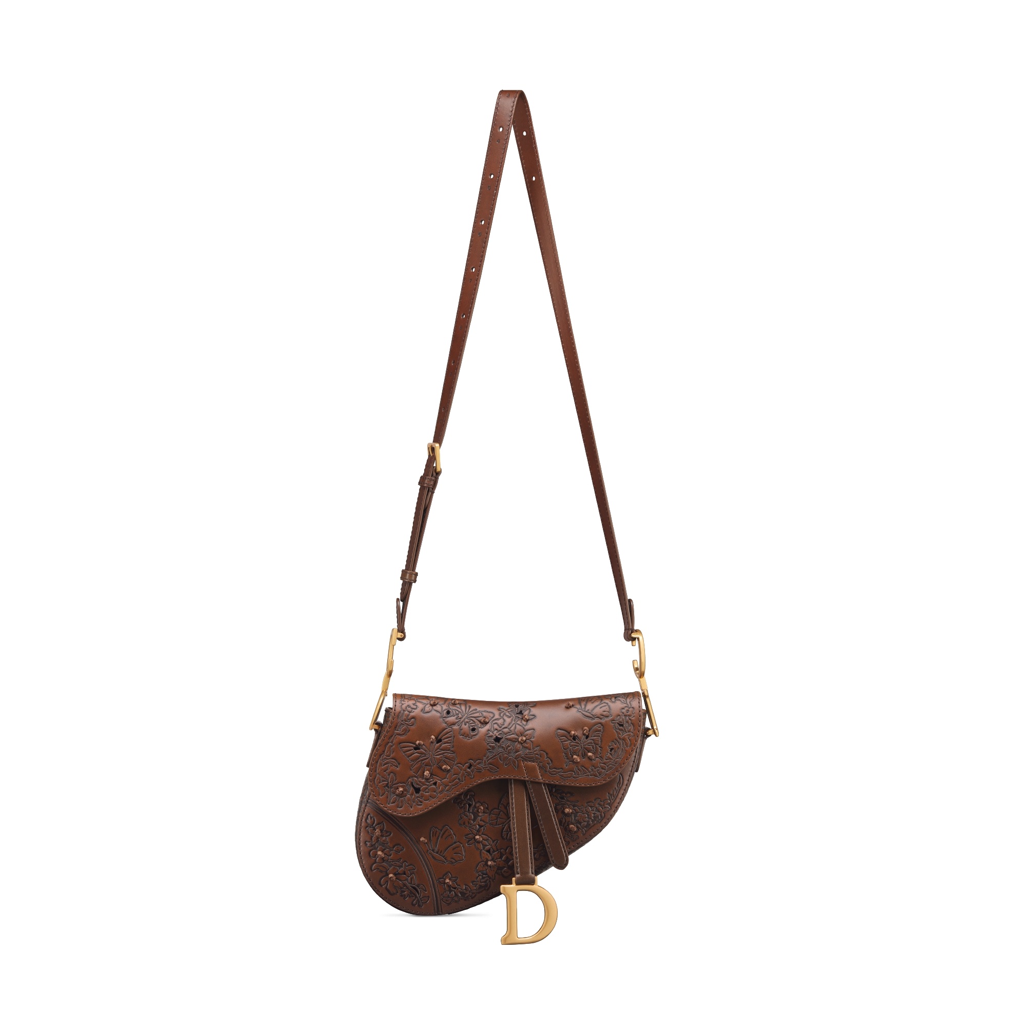 Dior Medium Soft Saddle Bag With Strap In Brown