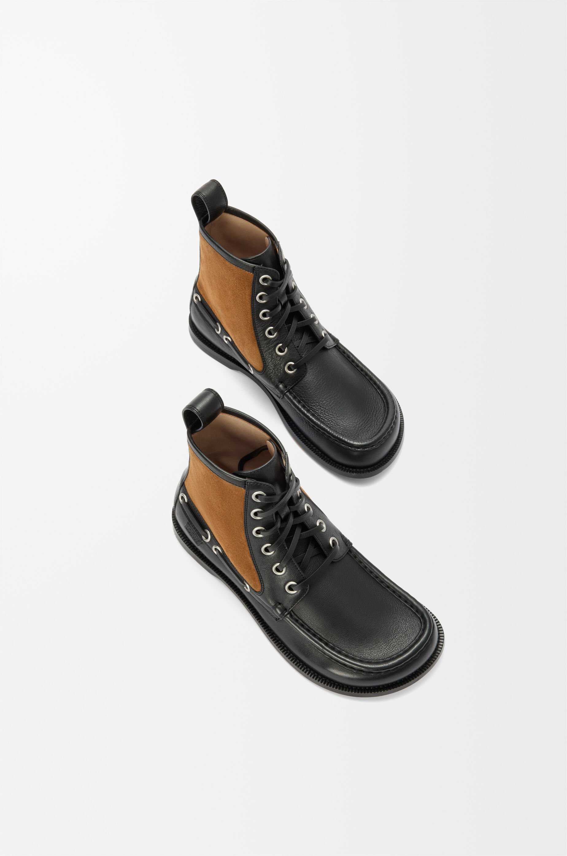 Loewe Campo Suede And Leather Lace-up Boots In Black