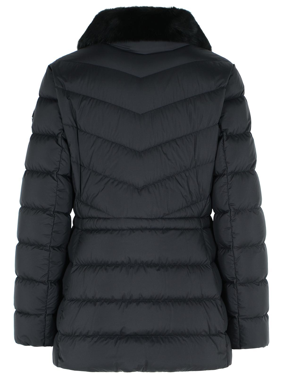 Moose Knuckles Belle Cote Genuine Shearling Collar Water Repellent 800 Fill Power Down Puffer Jacket In Black