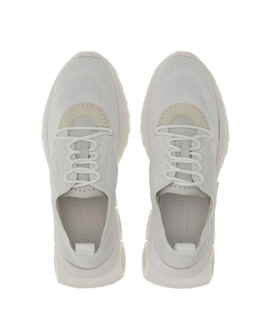 Ferragamo Men Nylon Sneakers With Iconic Gancini Sole In Gray