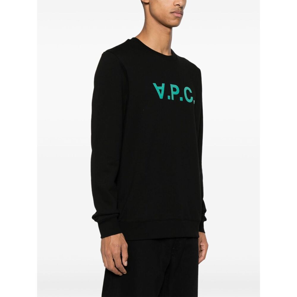 Apc A.p.c. Upside Down Logo Printed Crewneck Sweater In Black