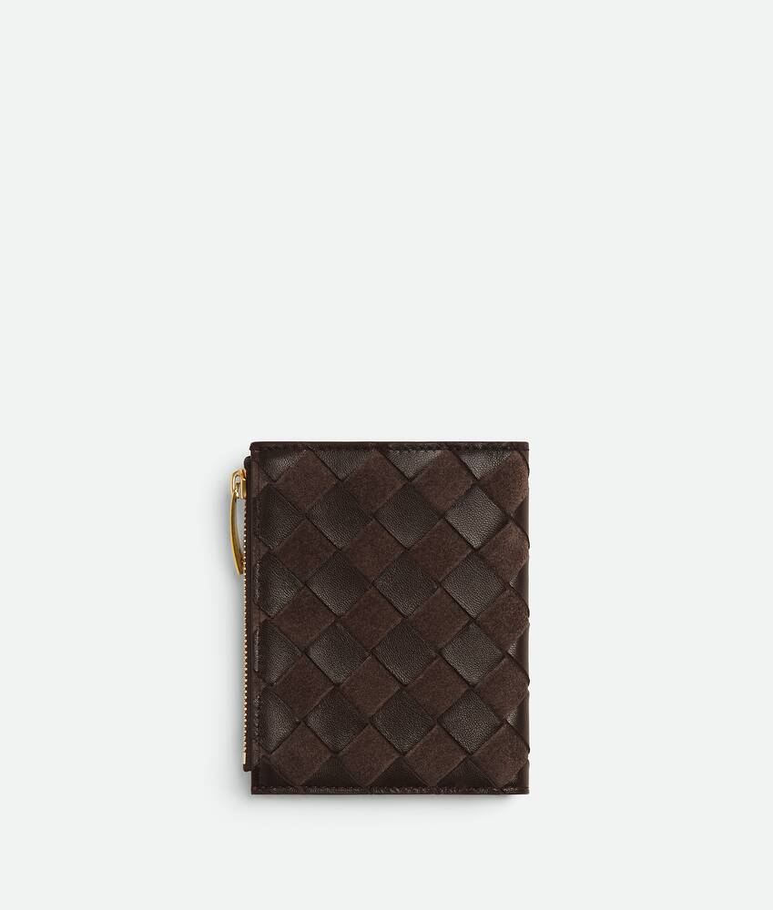 Bottega Veneta Intrecciato Small Bi-fold Wallet In Brown