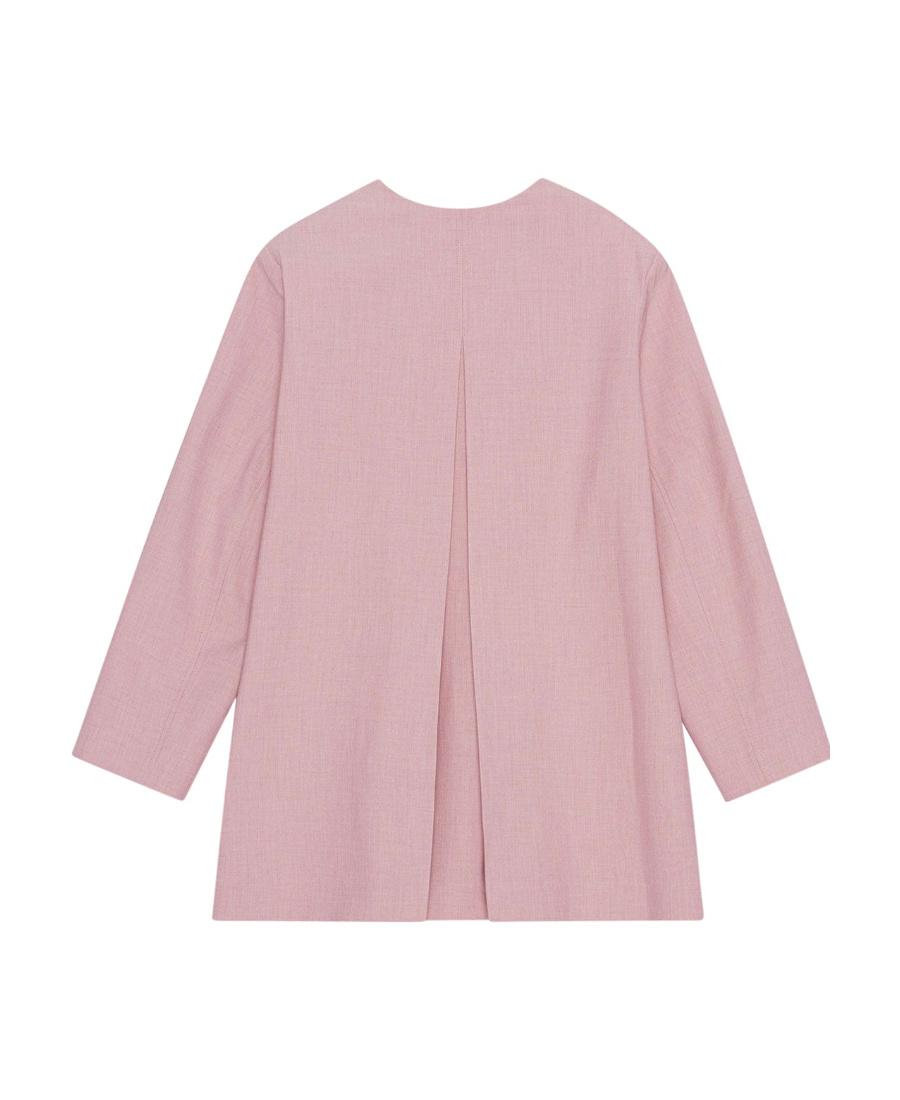 Ganni Scoop-neck Single-breasted Blazer In Pink