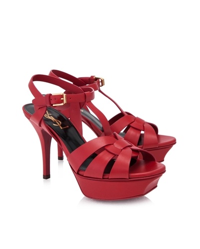 Saint Laurent High Heeled Sandals In Red