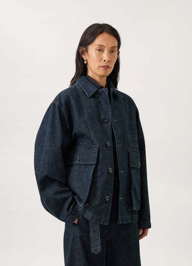Lemaire Denim Shirt Jacket In Black
